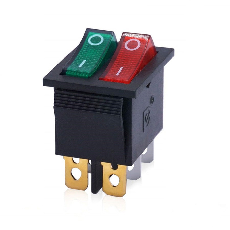 Dual Rocker Switch SPST ON-OFF 6 Terminals